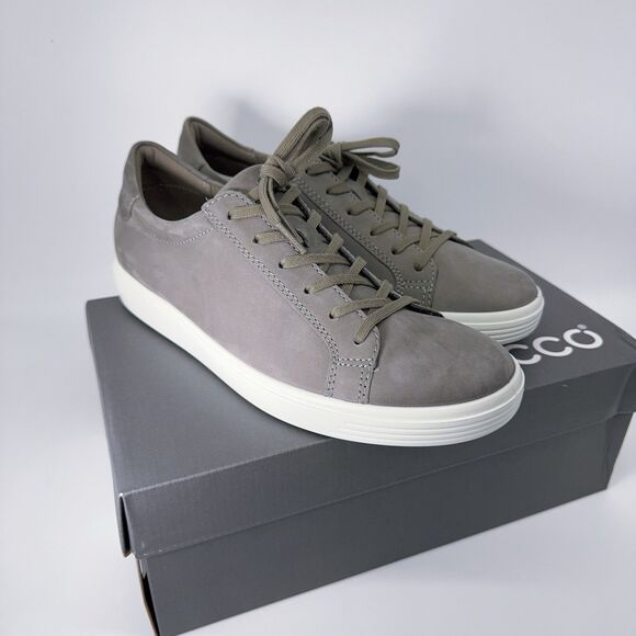 ECCO Womens 40 9 9.5 255 Soft 7 Classic Sneakers Warm Gray Suede Lace Up 857683 - Picture 5 of 8
